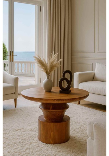 Modern Mantar Sehpa Meşe Renk Ahşap Orta Model Meşe Modern Mantar Sehpa Meşe Renk Ahşap Orta Model Meşe