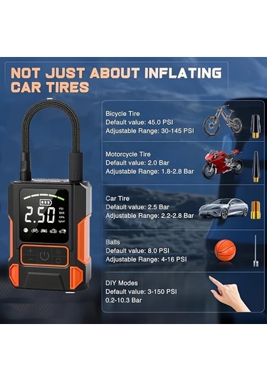 Xuweiwei Turuncu Siyah Sarj Edilebilir Mini Hava Pompasi Usb Sarjli Tasinabilir Sisme Aleti Araba Lastik Motosiklet Bisiklet Basketbol Toplari Icin