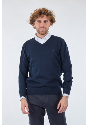 De Blasıo V Yaka Uzun Kollu Lacivert Erkek Kazak 222340020 001