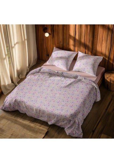 Cotton Collection Tek Kişilik Nevresim Takımı Menekşe Çok Renkli