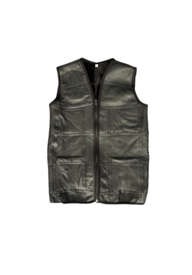 Özel Üretim Patchwork Kürk-süet Gerçek Deri Çocuk Yelek 5-6 Yaş Siyah