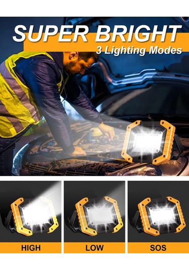 30w Led Çalışma Işığı Şarj Edilebilir Taşınabilir Cob Spot Işığı Süper Güçlü 2000lm Pil Dış Mekan Güvenlik Işığı Usb Su Geçirmez Çok Renkli