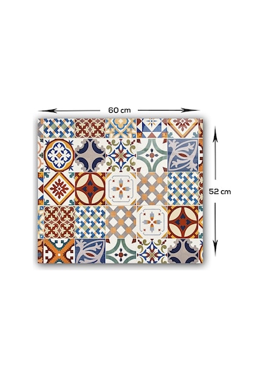 Decorita Çini Desen | Cam Ocak Arkası Koruyucu | 52cm x 60cm