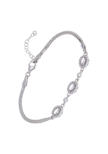 Nagiss Oval Zirkon Taşlı 925 Ayar Gümüş Kadın Bileklik