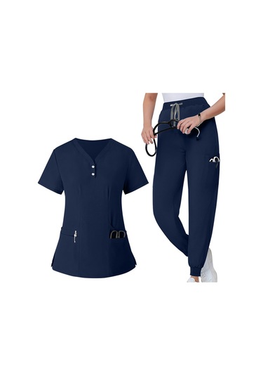 Dolıty Kadın Fırçalama Üniforma Seti Hemşire L-koyu-mavi