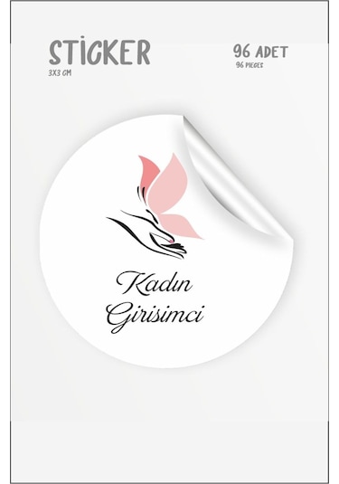 Girişimci Kadın Sticker Paketleme Etiketi 3x3 Cm 96 Adet