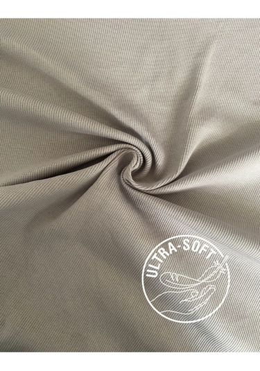 Pamuklu Kaşkorse V Yaka Body Sweatshirt, Fitilli Kumaş Likralı Bluz, Asker Yeşili Badi Ekru