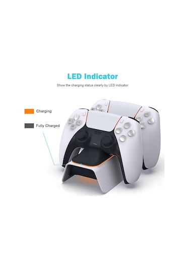 Dobe Ps5 Dualsense Ledli Şık Şarj Istasyonu Çift Kol