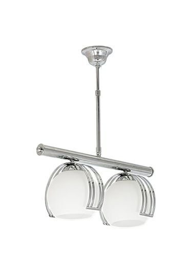 Mylights Krom Ikili Sıralı Metal Krom Avize Opal Cam