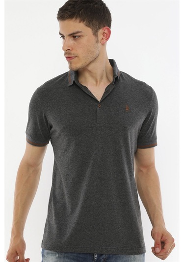 T8586 Dewberry Erkek Polo Yaka T-shırt-antrasit Antrasit