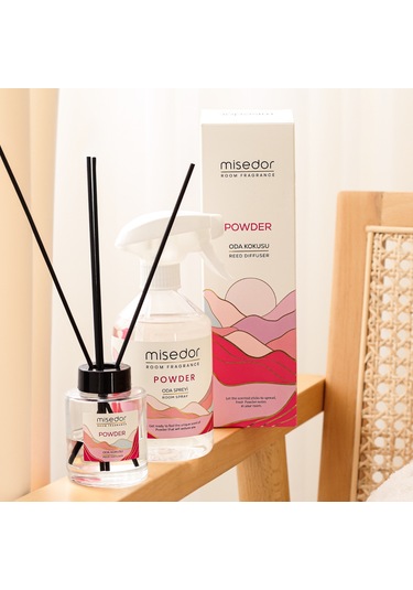 Misedor Powder Çubuklu Oda Kokusu 120 ML + Oda Spreyi 500 ML