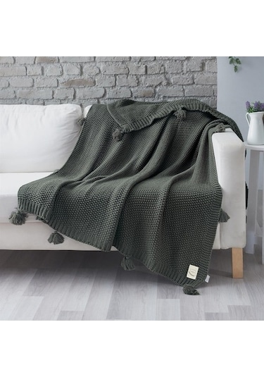 Coco Pirinç Örgü Ponponlu Triko Tv Battaniyesi Throw Koltuk Şalı (538861682)-130X170