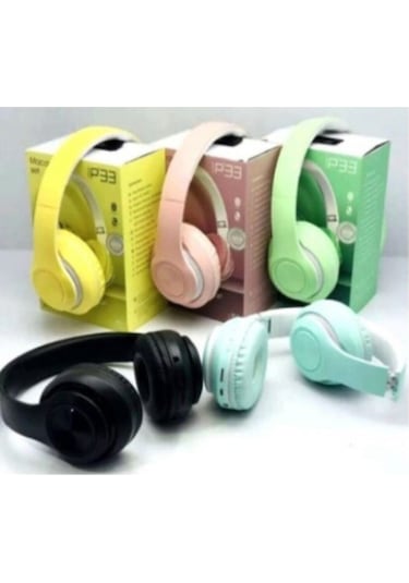Pembe Macaron Set Bluetooth Kablosuz Stereo Kulaklık