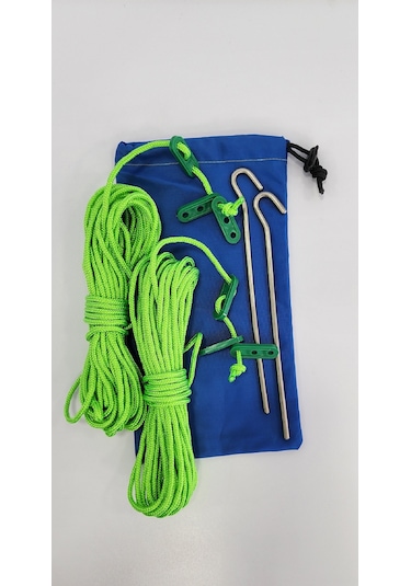 Yeşil 20m Polyester İp + 2  + 6 Ad Gergi Aparatı + Çanta Yeşil