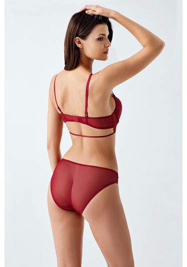 Luw 6115 Bordo Dolgusuz Sütyen Külot 2Li Takım Bordo