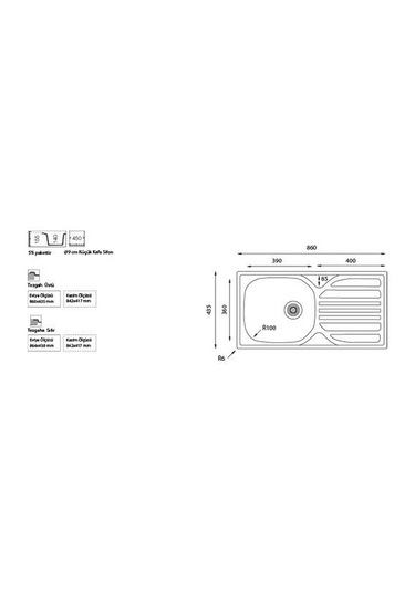 Ukinox Barton Sol Damlalıklı Paslanmaz Çelik Mutfak Eviyesi