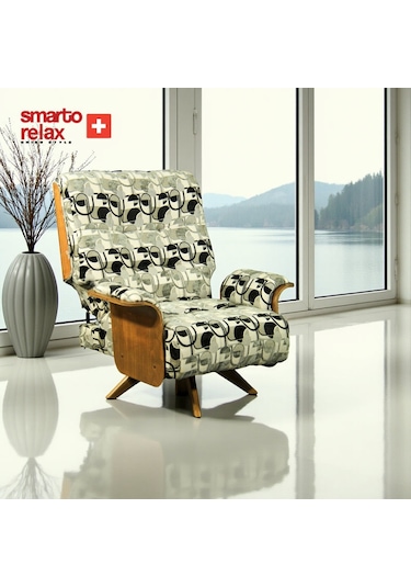 Smarto Relax Tv Koltuğu Genova Classico Manuel Ergonomik Döner Mekanizma Kadife/şönil Siyah Beyaz Siyah Beyaz