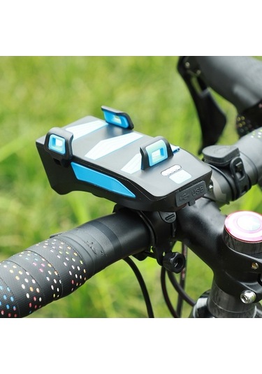 Opulentliving Leezsing 4'ü 1 Arada Bisiklet Aydınlatma Seti: 4000mah Far, Telefon Tutucu, Usb Şarj, 130db Korna Kırmızı