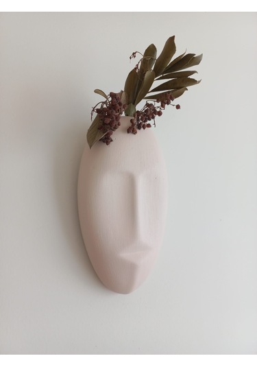 Dekoratif Mask Duvar Vazosu, Duvar Dekoru ,heykel Duvar Süsü, Bej