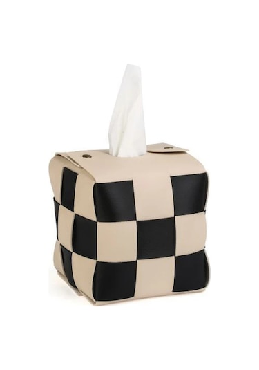 Stil D-masaüstü Doku Kutusu Havlu Pompalama Deri Yaratıcı Rulo Kağıt Kare Kağıt Havlu Çantası Küçük Dama Tahtası Kağıt Havlu Çantası