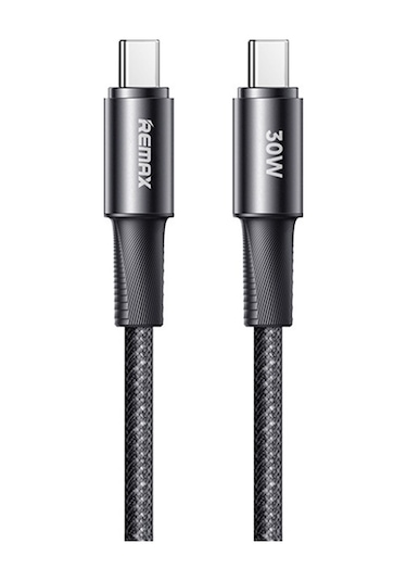 Remax Rc-c100 1.2m 30w Tip-c Tip-c Hızlı Şarj Örgülü Veri Kablosu Siyah