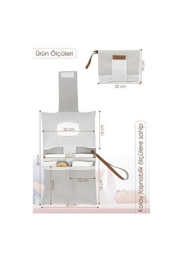 Bebek Alt Açma Bakım Çantası, Bebek Organizeri,junior Serisi,gri Gri