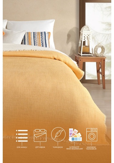 Elart Rubby Müslin Pike Çift Kişilik 210x230 Cm Sarı Sari
