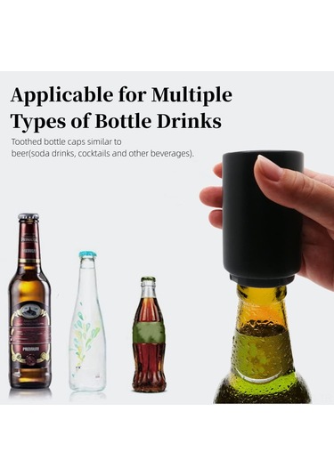 Yuntech01 2'li Paket Siyah Manyetik Otomatik Paslanmaz Çelik Basma Şeklinde Şişe Açıcı Siyah