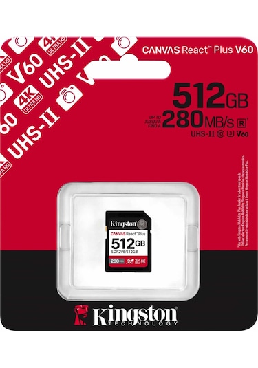 Kingston SDR2V6 Canvas React Plus V60 512 GB D Hafıza Kartı