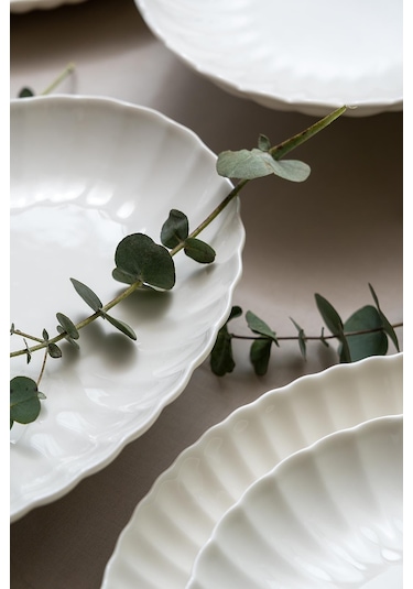 Kütahya Porselen Bone Luz Form 27 Parça 6 Kişilik Yemek Takımı Beyaz﻿﻿