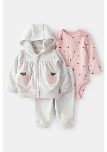 Kız Bebek 3'lü Hırkalı Ctr-1t845810 Gri
