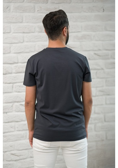 Paul Martin Slimfit Fit Bisiklet Yaka Rayon Kumaş Full Likralı T-shirt Antrasit