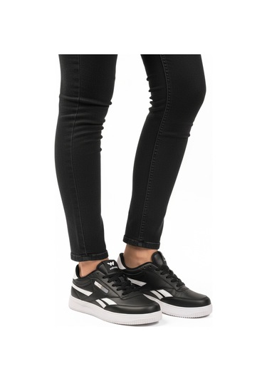 Siyah Beyaz Bağcıklı Hafif Cilt Unisex Spor Ayakkabı Marlow G Siyah - Beyaz