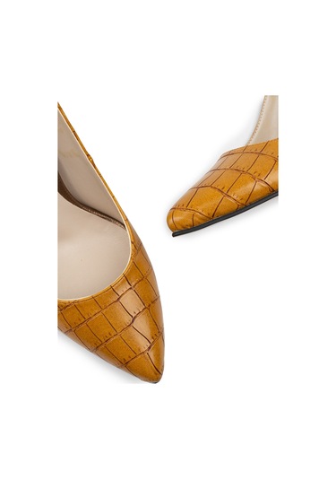Deery Sarı Kroko Stiletto Kadın Topuklu Ayakkabı - 02029zsrım05 Sarı