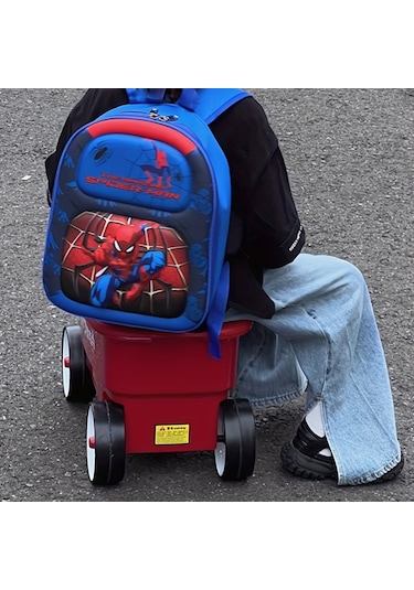 Tcherchı Erkekler Ve Kızlar İçin Hafif Süper Kahraman Tasarımlı Sırt Çantası Mavi