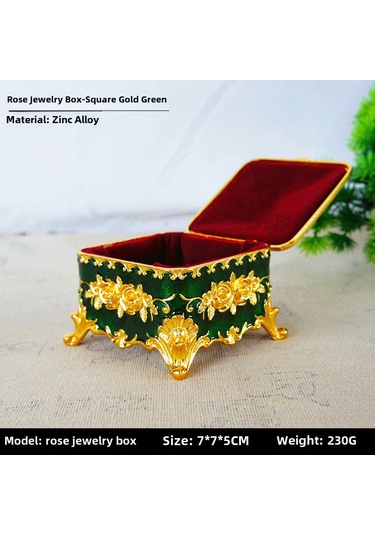 Yuntech01 Yüksek Kaliteli Metal Kutu, Gümüş Ayna Ve Kapaklı Tasarım, Ev Dekoru Ve Mücevher Saklama, 8x7.5x5 Cm, Kare Gül Desenli