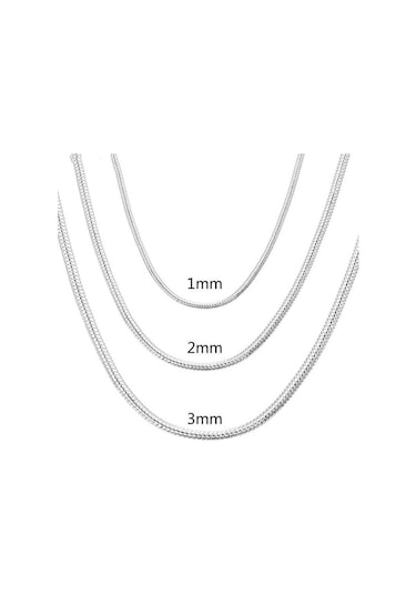 925 Ayar Gümüş 1-3mm Yılan Zincir Moda Düğün Kolye, Seçenekler: 3mm - 70 Cm Beyaz