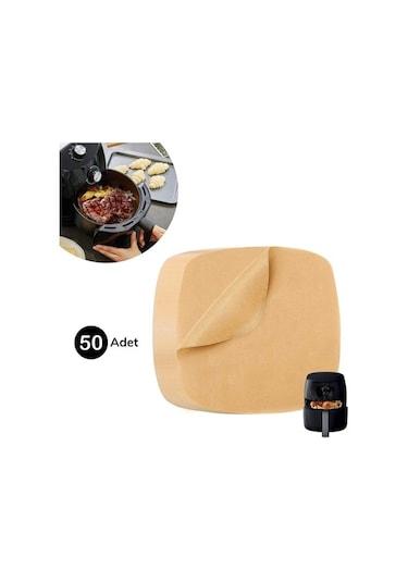50 Adet Air Fryer Pişirme Kağıdı Tek Kullanımlık Yağ Su Geçirmez