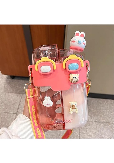 Yucama Sevimli Su Şişesi - Kawaii Çocuk Askılı Su Şişesi Taşınabilir Plastik Içecek Şişesi Şişesi Kız Erkek Suluk, Matara 45804513