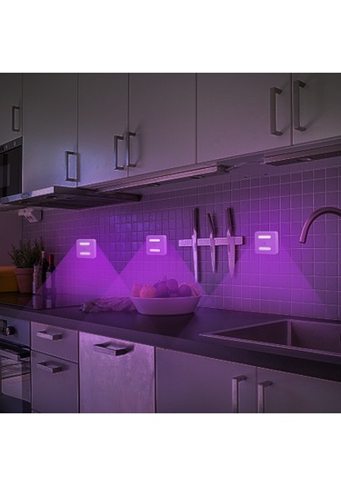 Konesam Td002 Hareket Sensörlü Uv Cihazlı Led Lambası - Pilli Dolap Işığı, Tuvalet Işığı, Ev İçin Otomatik Açık/kapat, Mikrobakteri Öldürücü, Kolay Kurulum Beyaz