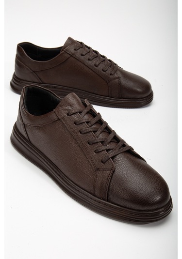 Garantili D563 Günlük Ortopedik Hakiki Deri Erkek Ayakkabı Kahverengi