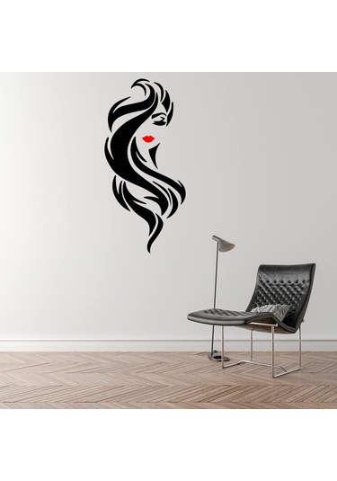 Uzun Saç Güzeli Kırmızı Dudaklar Duvar Çıkartmaları Pvc Oturma Odası Yatak Odası Veranda Dekorasyon Kendinden Yapışkanlı Boyama Şeffaf