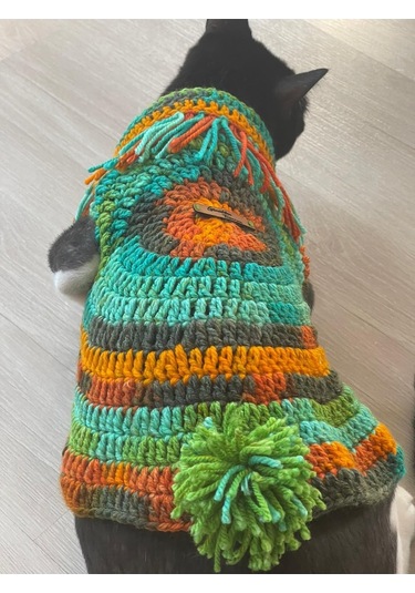 Pati Kedi Köpek Örme Ponponlu Renkli Giyim Pet