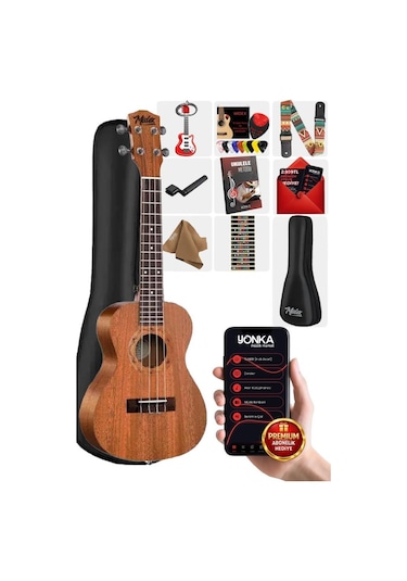 Midex TN-26MC Set Maun Tenör Ukulele (Softcase Tuner Capo Metod Nota Sticker Askı Pena)