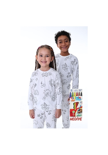 Zuzunga En Sevimli Figürleri Özel Kalemi İle Boyanabilir Çocuk Pijama Takımı - Yıkama Sonrası Leke Bırakmaz - Beyaz Zuzunga En Sevimli Figürleri Özel Kalemi İle Boyanabilir Çocuk Pijama Takımı - Yıkama Sonrası Leke Bırakmaz - Beyaz