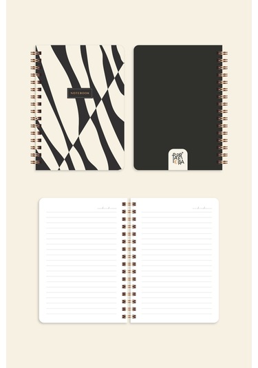 Cep Boy 10x14 Cm Spiralli Çizgili Karton Kapak 3'lü Defter Seti Leopar Leopar-siyah-krem