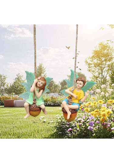 Pazly Reçine Peri Figürü Kız Homyl Dekor Çocuk Bahçe Asılı 2 Li