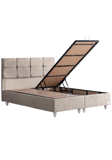 Gümüş İkili Set, Gümüş Çift Kişilik Baza Başlık Seti Krem 150 x 200