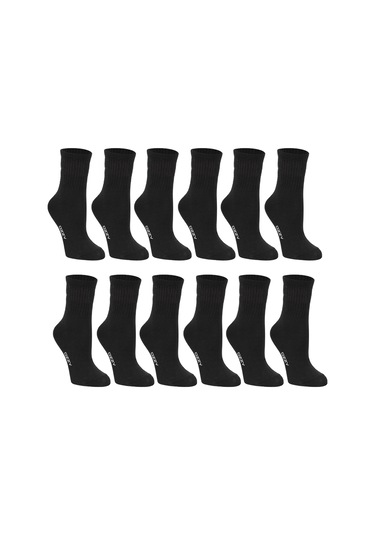 Kadın 12'li Siyah Renkli Çizgisiz Kısa Konç Tenis Çorabı