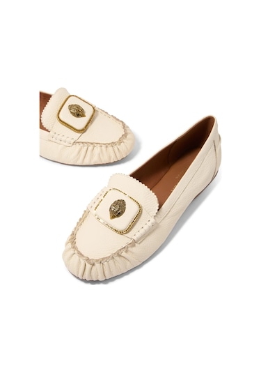 Kurt Geiger Pimlico %100 Deri Lüks Tasarım Mokasen Babet Beyaz